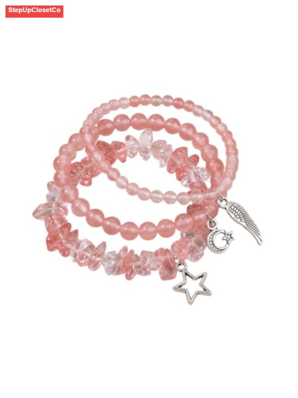 3-Piece Gemstone Stacking Bracelet Set Women Handcrafted Crystal Chip Stone